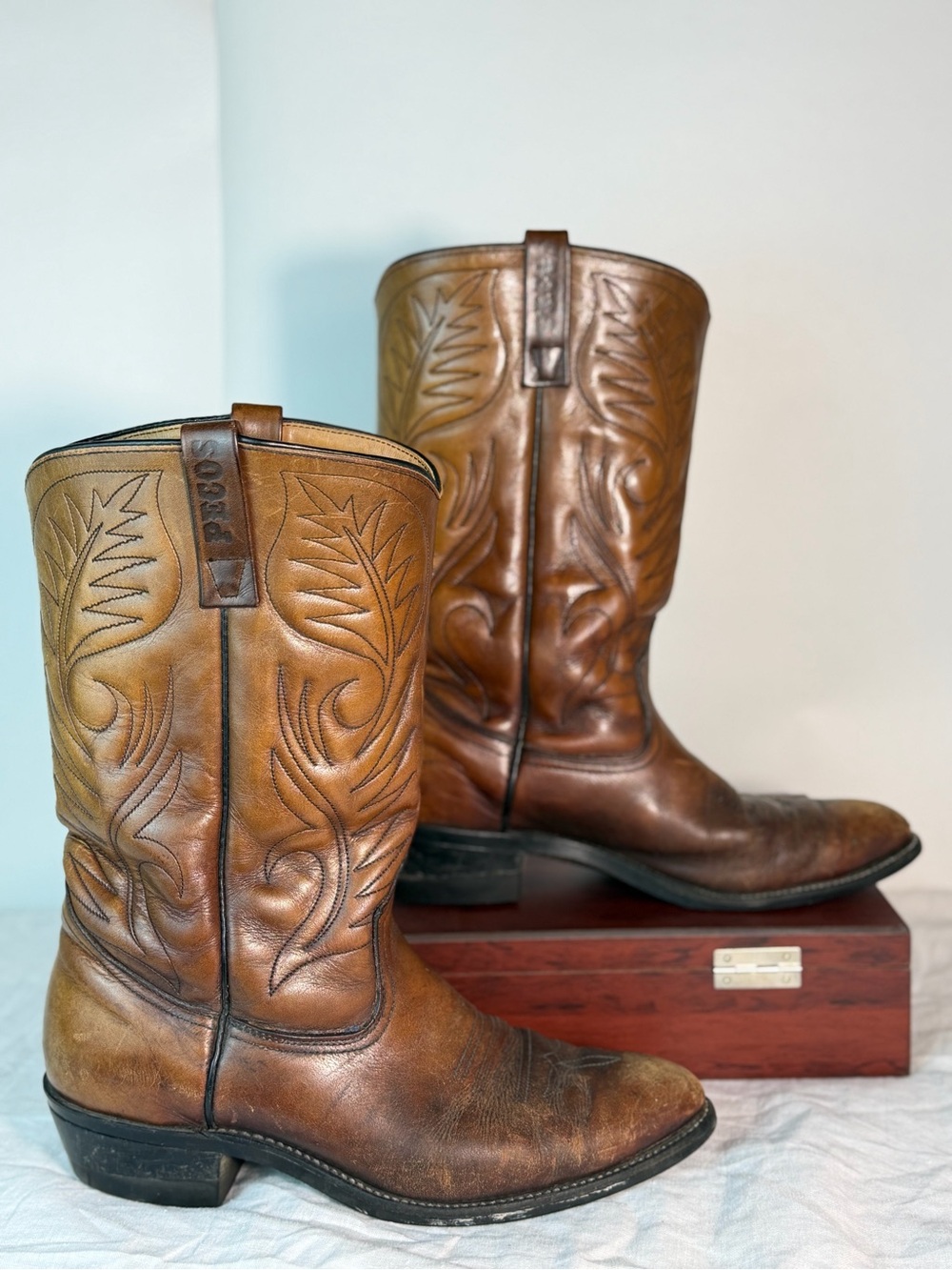 Vtg Red Wing Pecos 9801-1 Brandy Leather Cowboy Boots Men's Size 10 D USA Westen